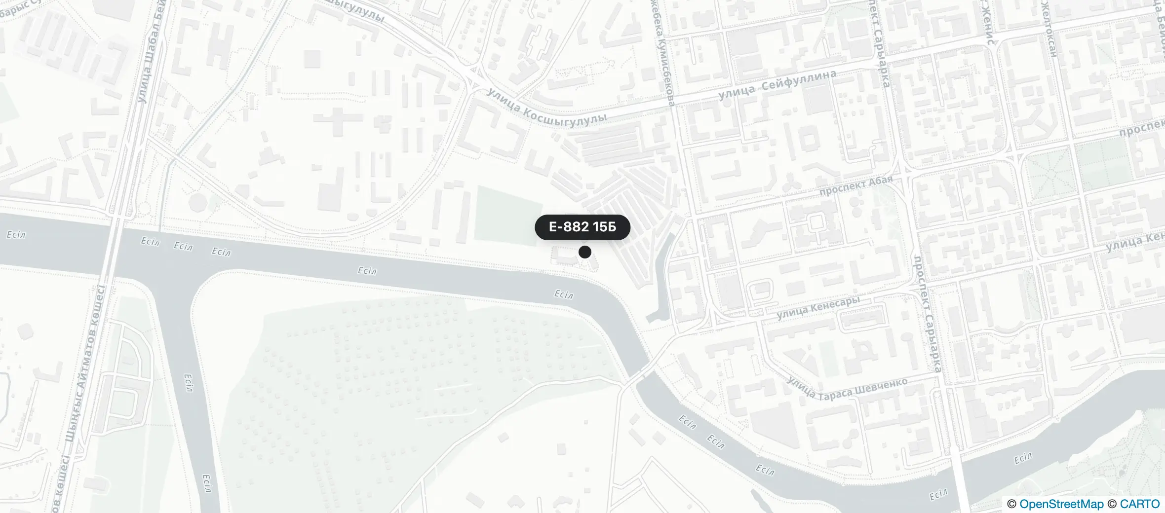 Карта района: ул. Е882, 15Б (набережная Ишима), Астана